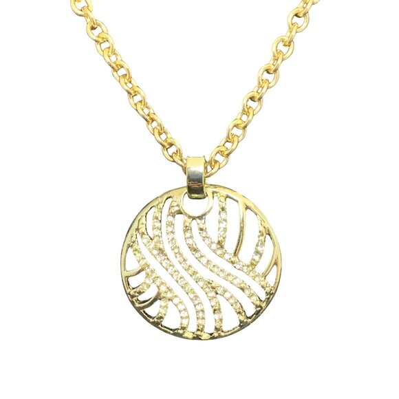 Avon Jewelry - New Avon Gold Tone And Clear Rhinestone Wave Pendant Necklace (1664)